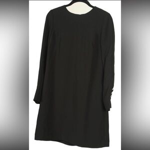 Talbots Dress Women’s 6P Black Shift Long Sleeve Lined Buttons Pockets